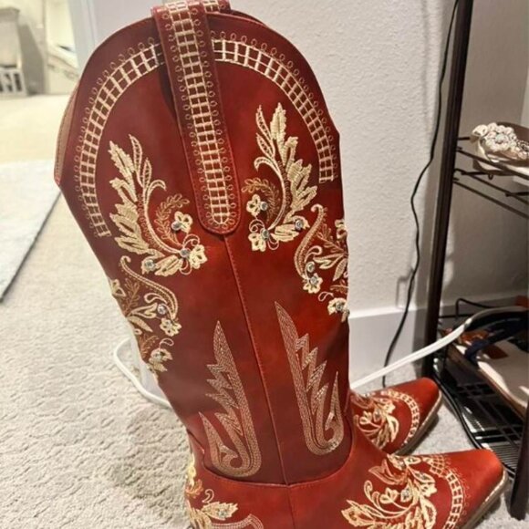 Women's Wide Calf Knee High Cowgirl Boots Sz 6-10 - Picture 7 of 16